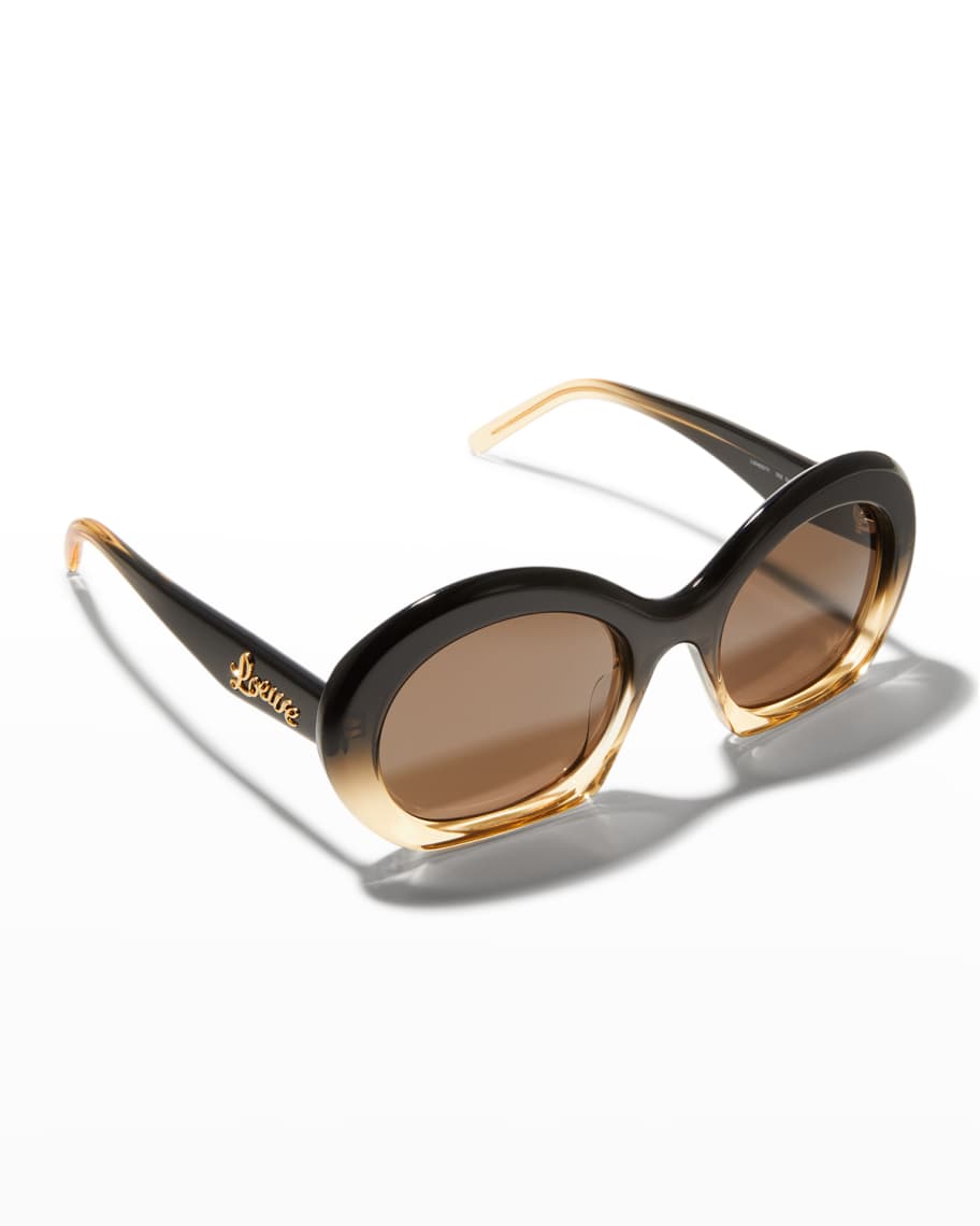 Loewe Logo Vintage Round Acetate Sunglasses | Neiman Marcus