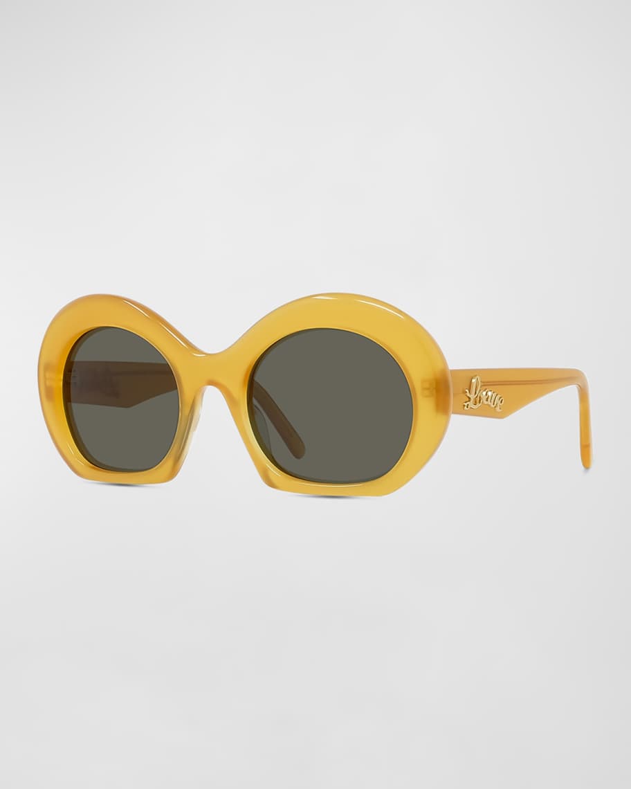 Loewe Logo Vintage Round Acetate Sunglasses | Neiman Marcus