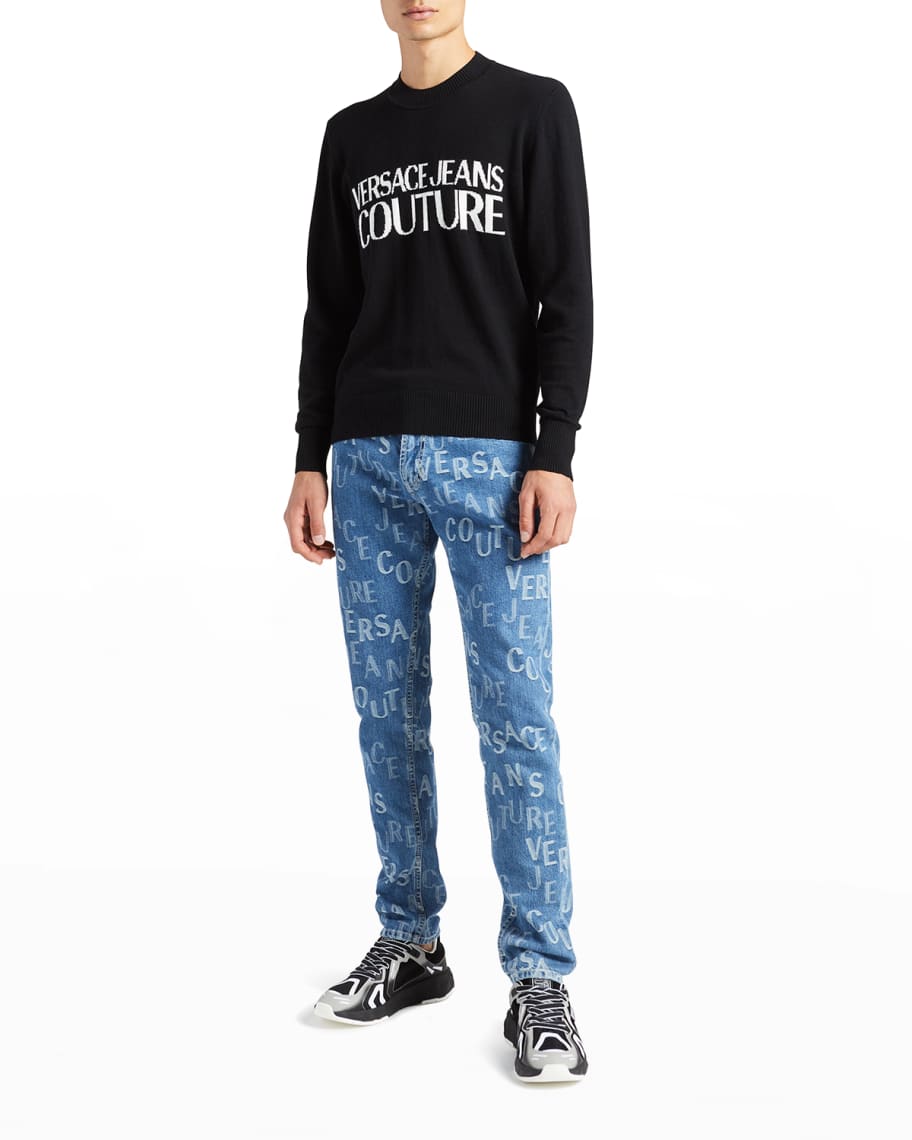 Versace Jeans Couture Men's Logo Intarsia Sweater | Neiman Marcus