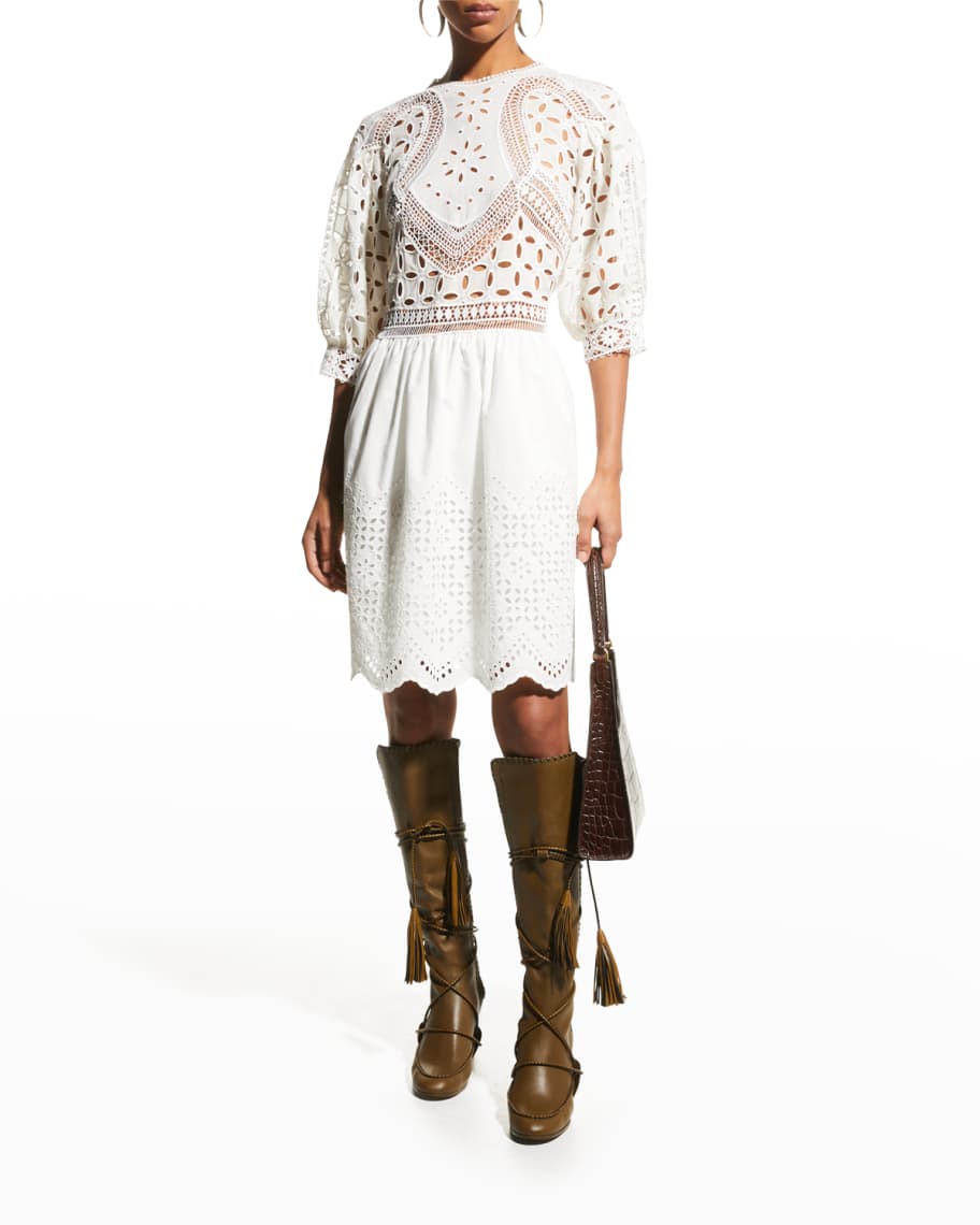 ワンピース A FERRETTI SS25 Sangallo dress (A04461639 0001) Dress in sangallo with flowers and leaves | Alberta Ferretti