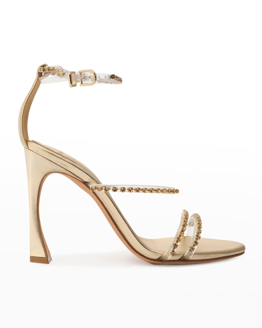 Alexandre Birman Dolores Crystal Metallic AnkleStrap Sandals Neiman Marcus