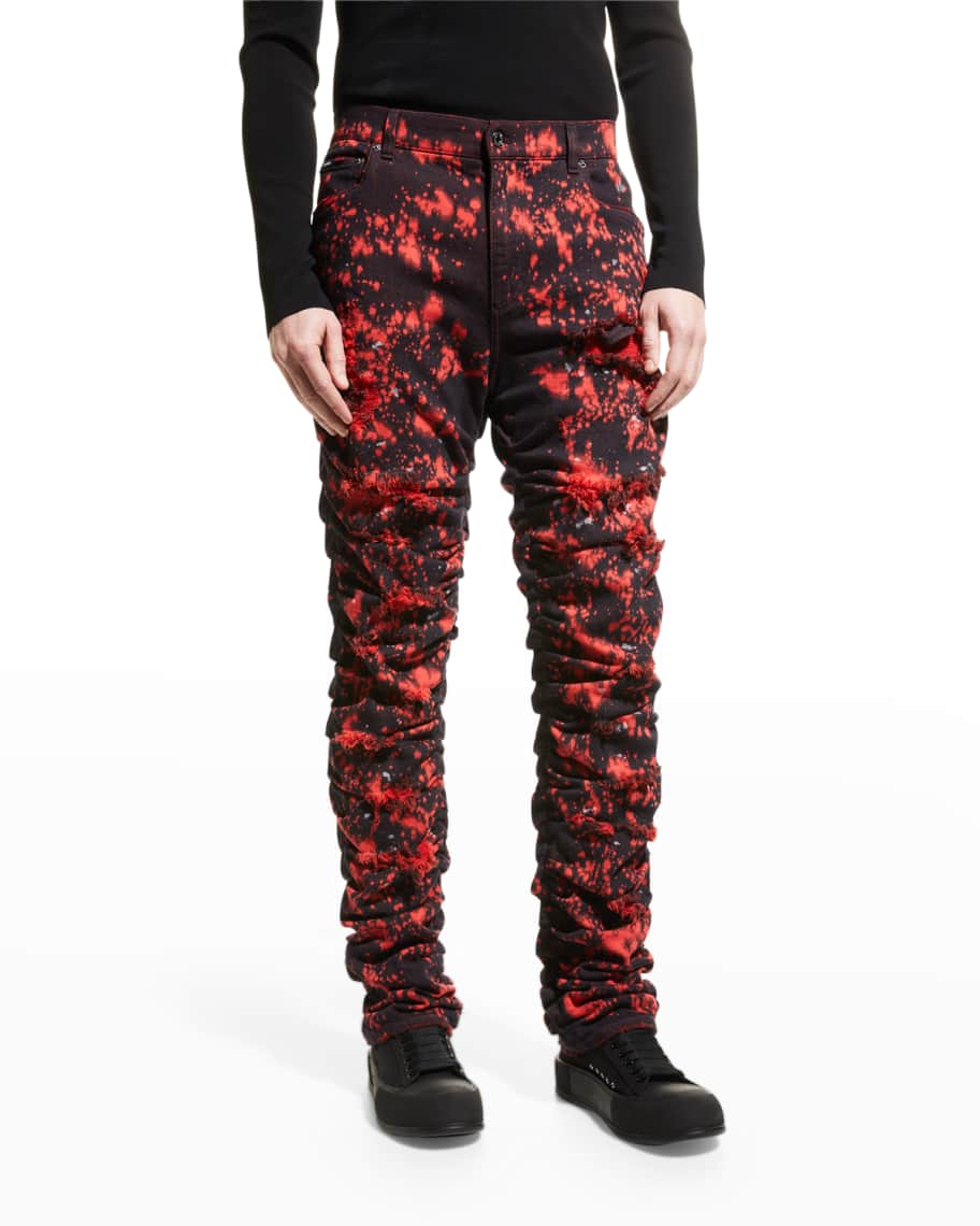 Dolce&Gabbana Men's Destroyed Slim-Fit Jeans | Neiman Marcus