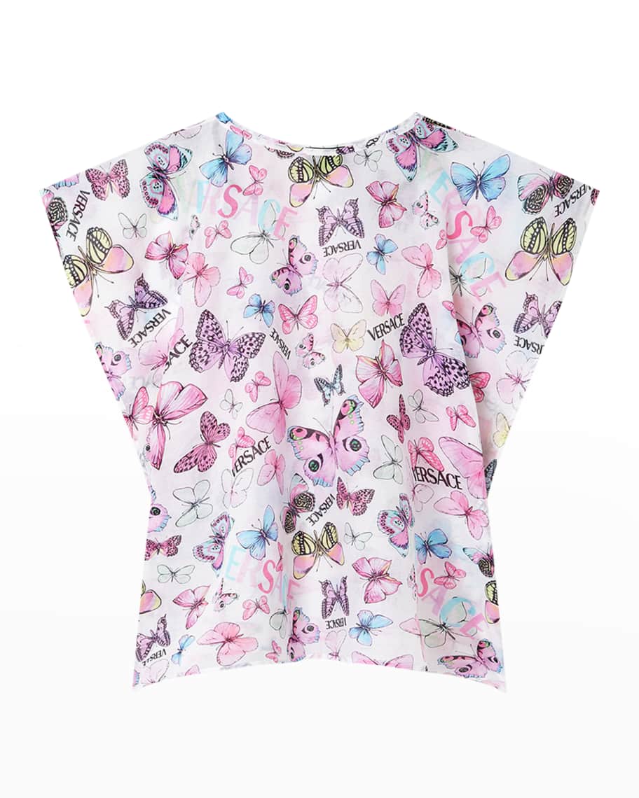 Senaat Zelden Hymne Versace Girl's Butterfly-Print Muslin Swim Robe, Size L | Neiman Marcus