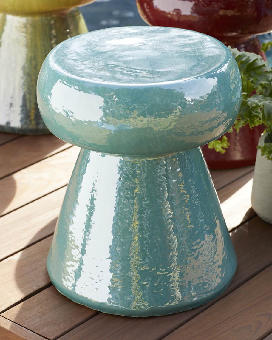 Emissary Trading Portabello 18" Garden Stool/Table, Teal | Neiman Marcus