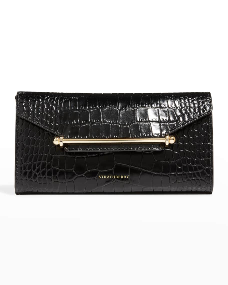 STRATHBERRY Multrees Cro-Embossed Flap Wallet on Chain | Neiman Marcus