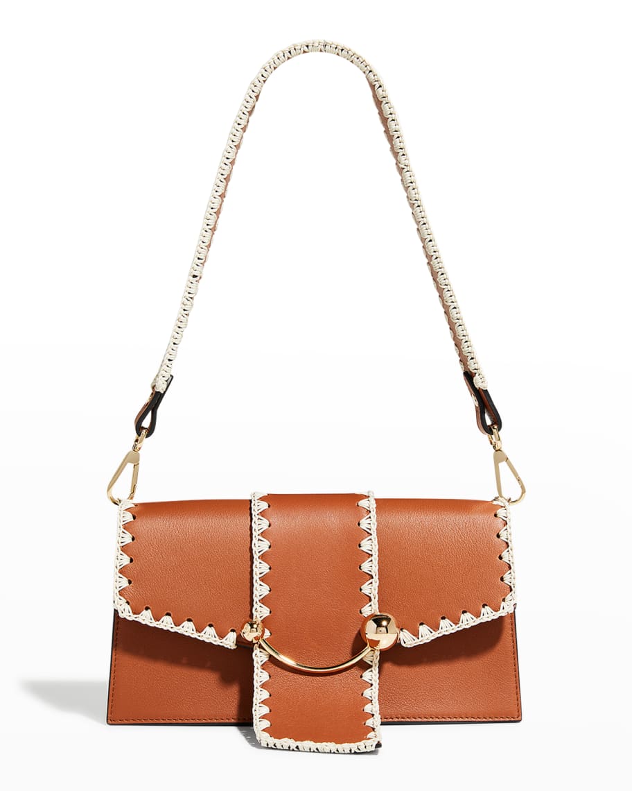 Strathberry Mini Crescent Leather Shoulder Bag, Vanilla at John