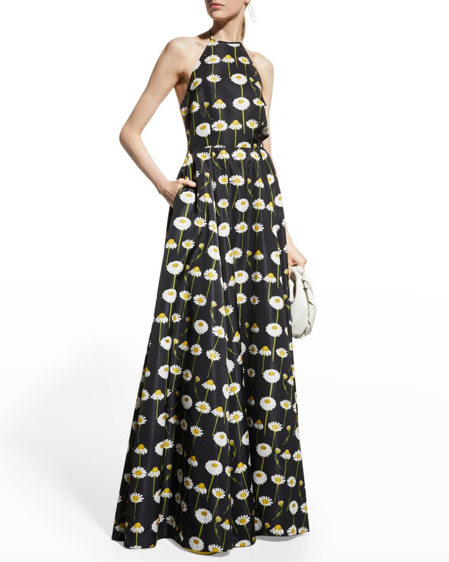 daisy print halter dress Daisy-Print Halter-Neck Maxi dress