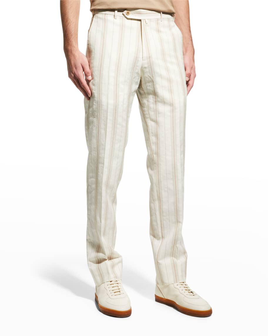 Mens striped linen pants sales