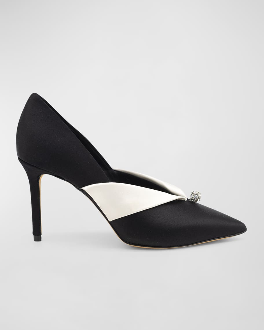 Something Bleu Selah Pumps with Fold-Over Fabric | Neiman Marcus