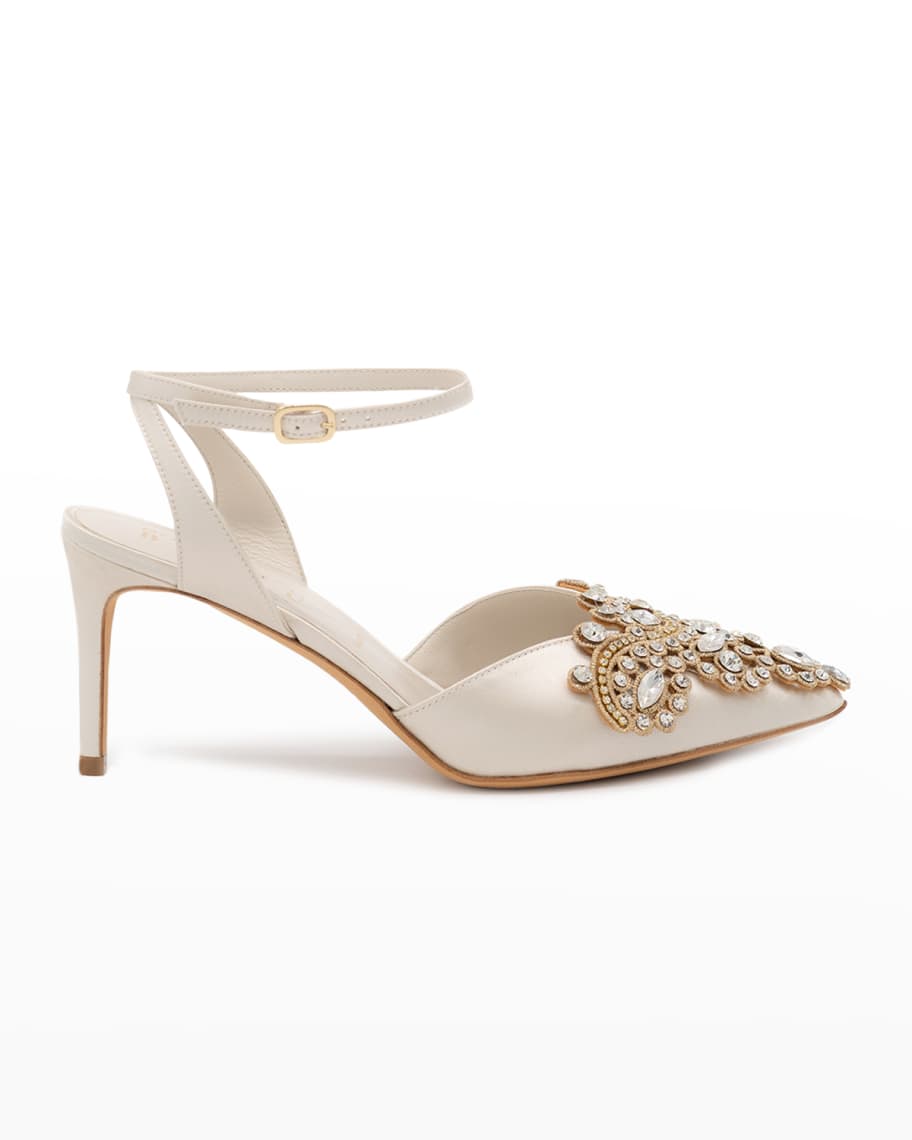 Something Bleu Emmie Jeweled Ankle-Strap Pumps | Neiman Marcus