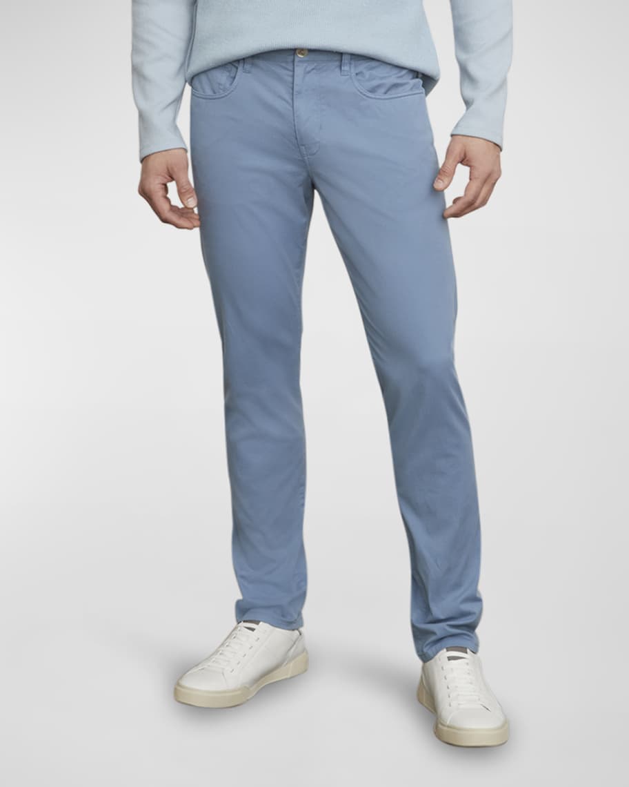 Sky Blue Slim Fit Pants - Flat Front