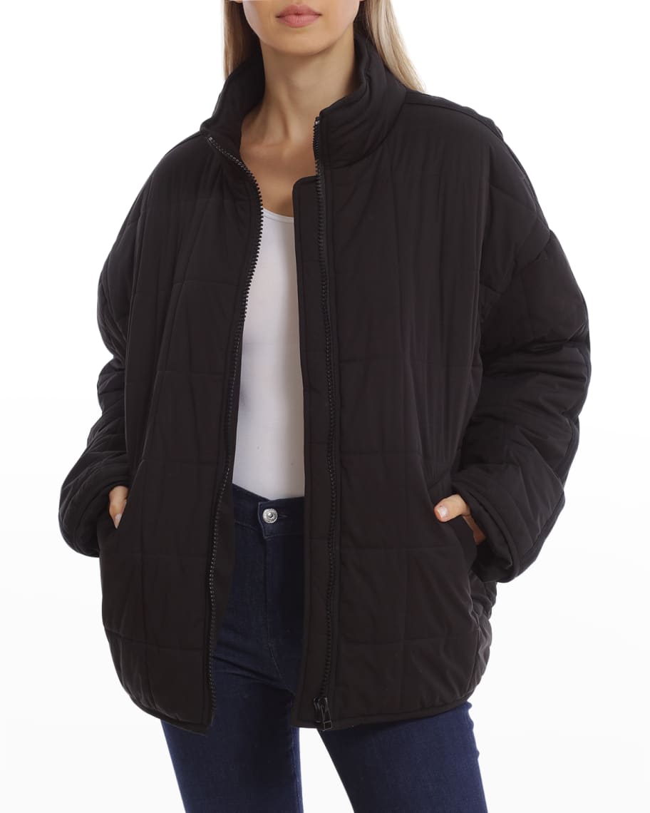 Avec Les Filles Women's Water-Resistant Quilted Hoodie Jacket 