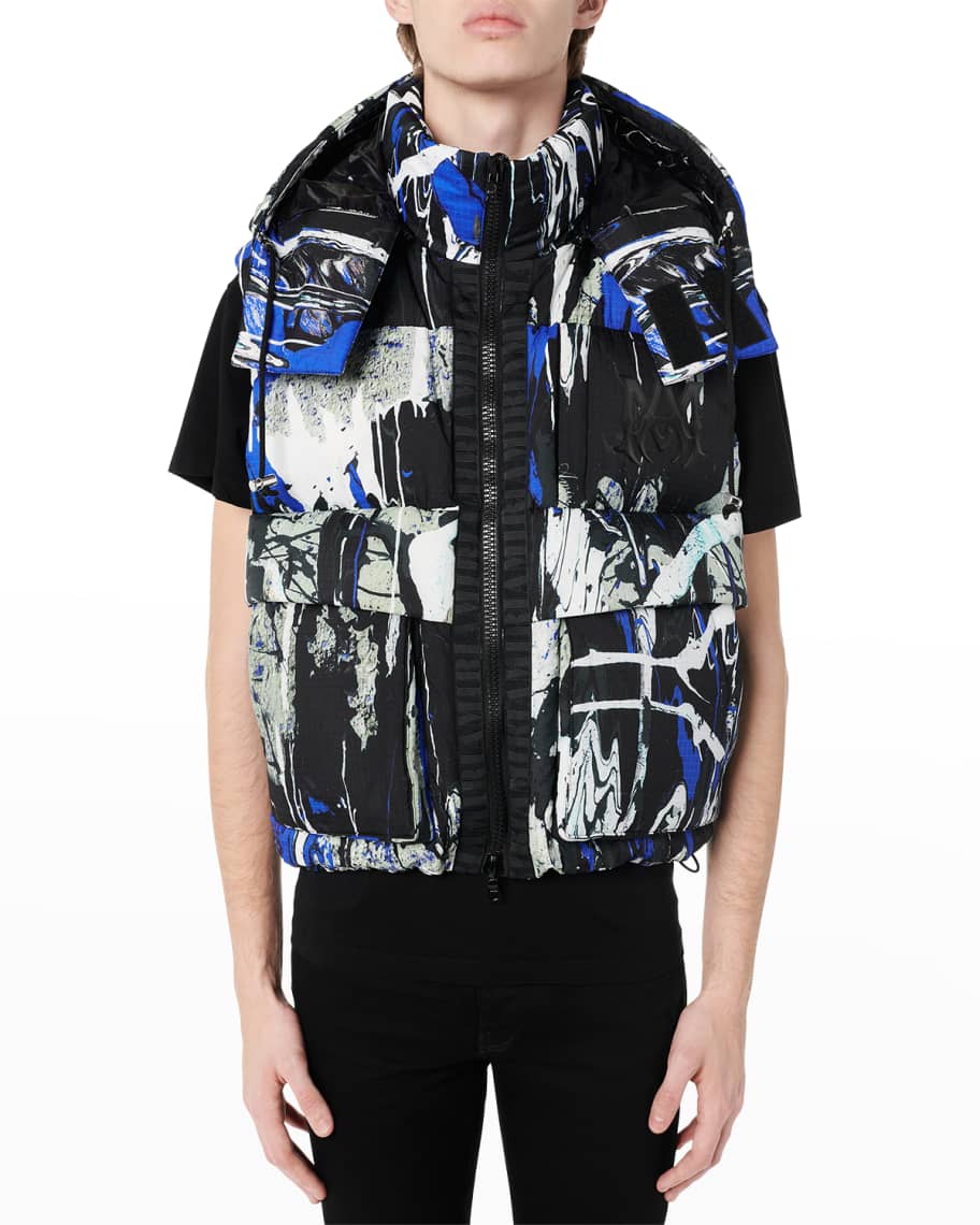 Amiri Men's Paint Splatter Down Puffer Vest Neiman Marcus