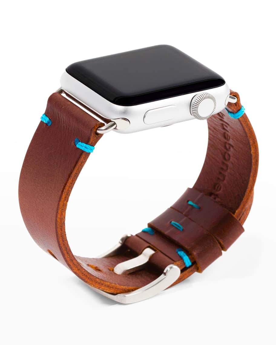 Image 1 of 5: Italian Leather Apple Watch Band - 42,44,45mm