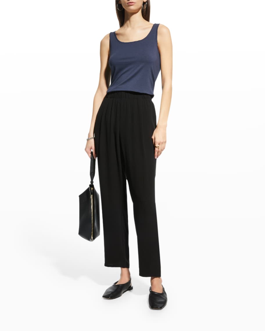 Eileen Fisher Silk Georgette Crepe Tapered Ankle Pants Neiman Marcus