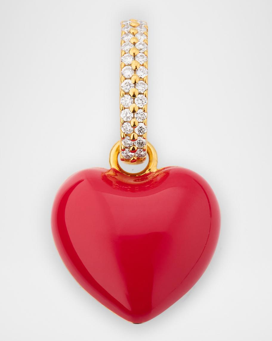 Buddha Mama 20K Red Enamel Heart Pendant with Diamond Bale, 13mm ...