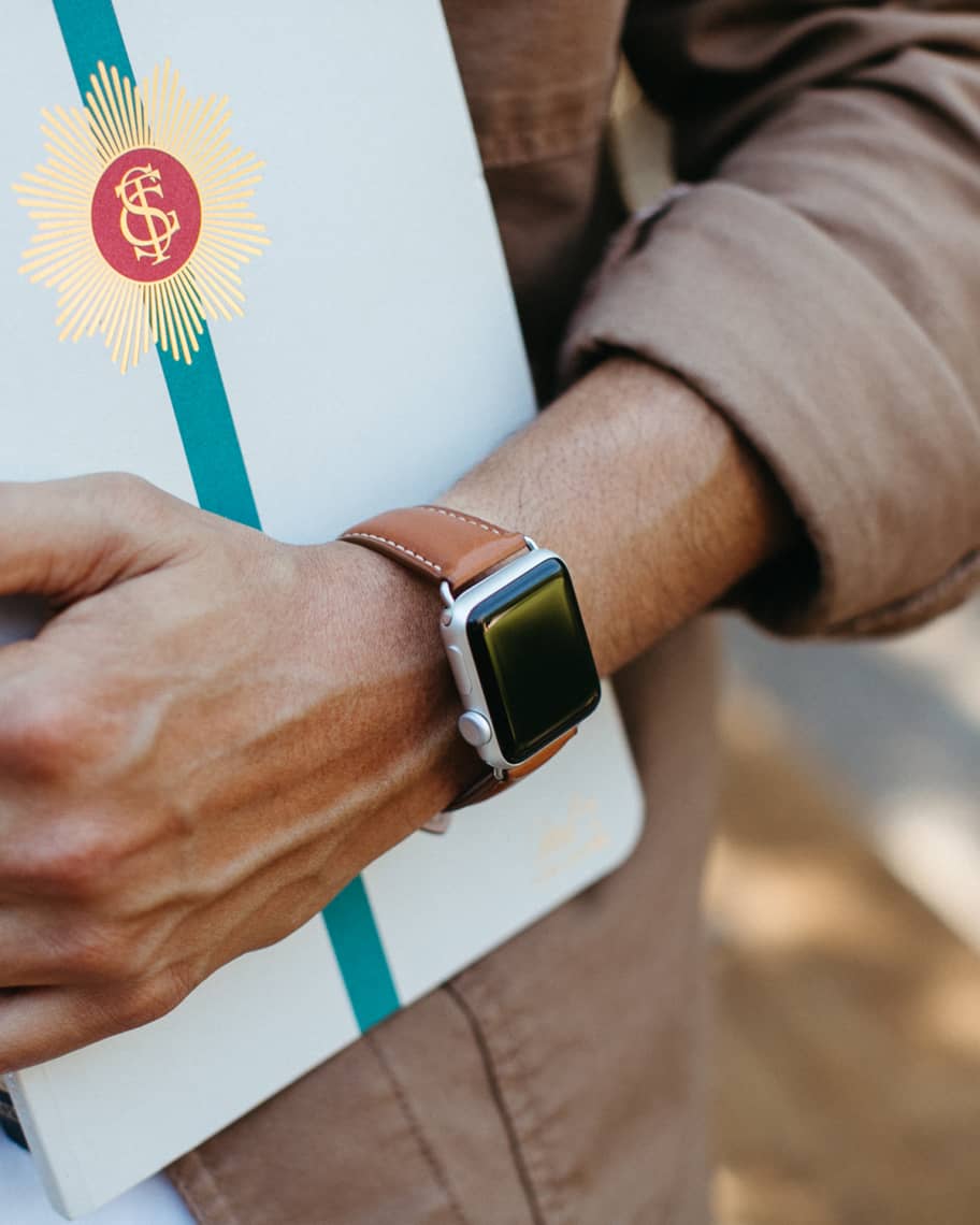 Image 2 of 4: French Leather Apple Watch Band, - 42,44,45mm