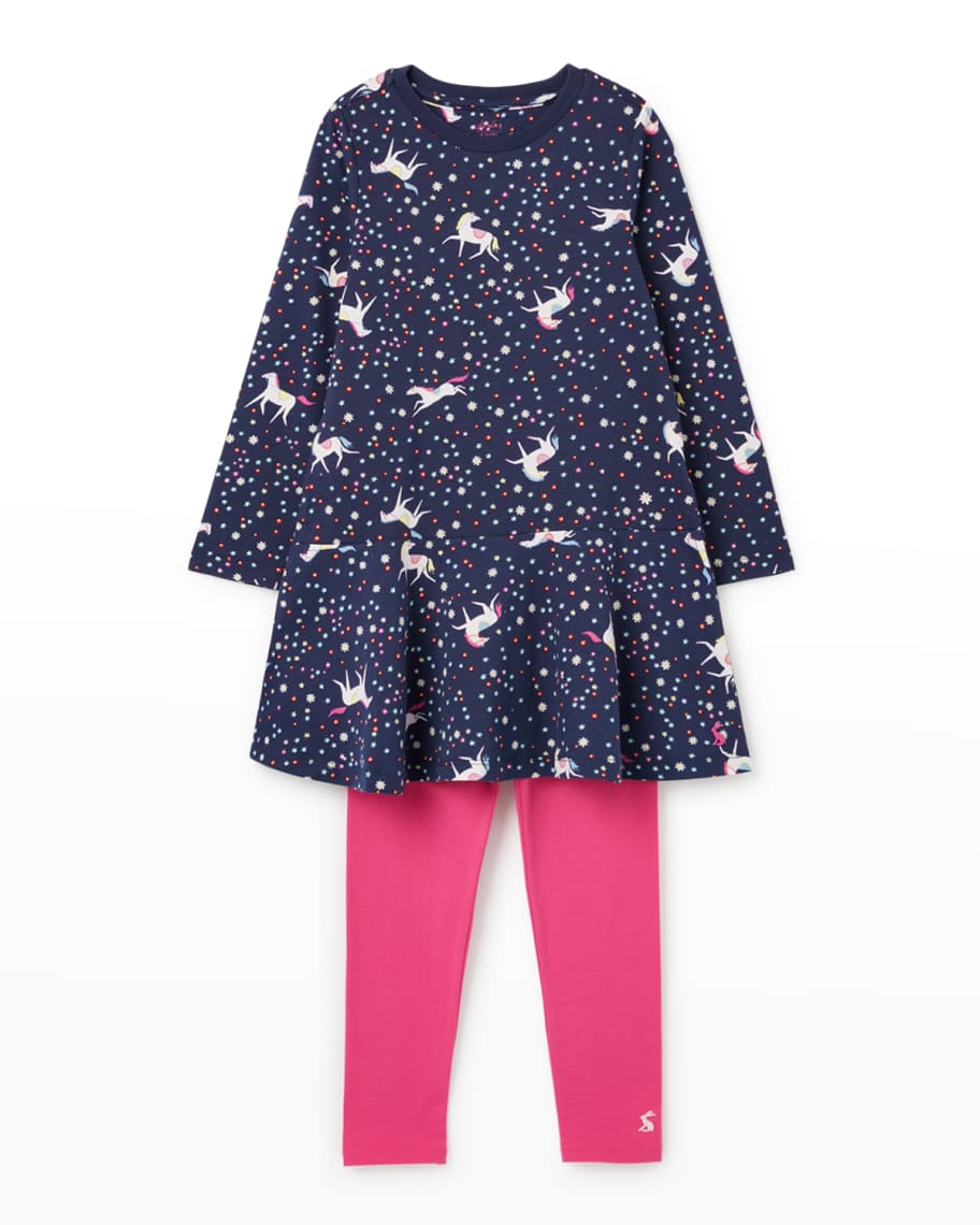 Joules Girl's Horse Star Dress w/ Leggings, Size 2-6