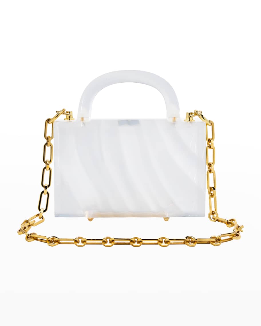 L'Afshar Adele Mini Acrylic Top-Handle Bag With Crossbody Chain