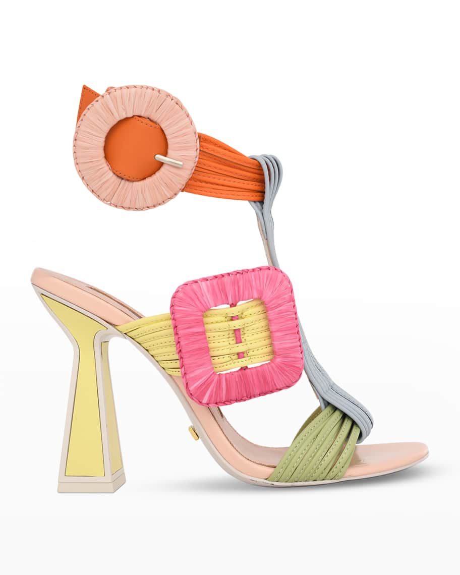 Kat Maconie Deliz Colorblock Dual-Buckle Sandals | Neiman Marcus