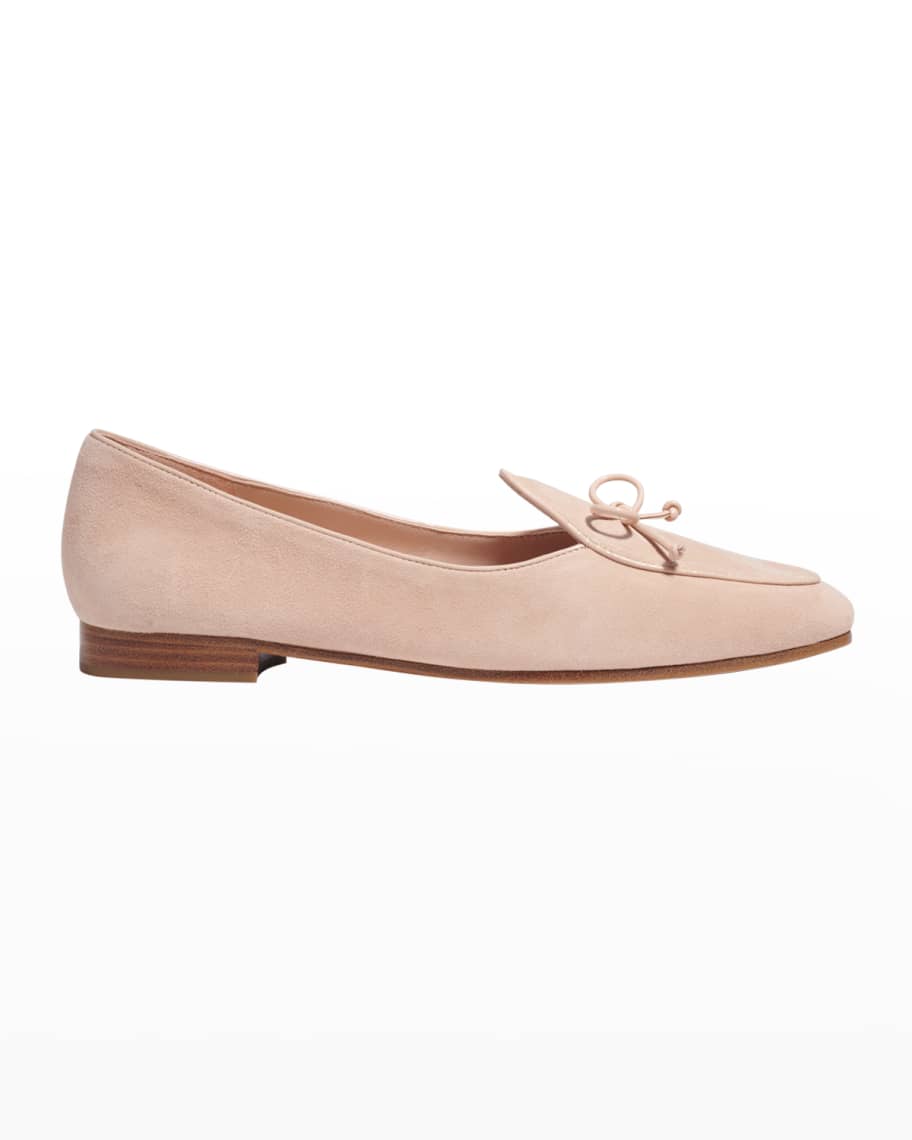 kate spade new york devi suede bow flat loafers | Neiman Marcus