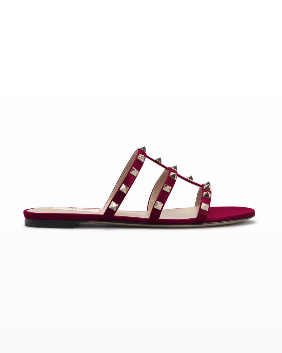 Valentino Garavani Rockstud Caged Calfskin Flat Sandals Neiman Marcus