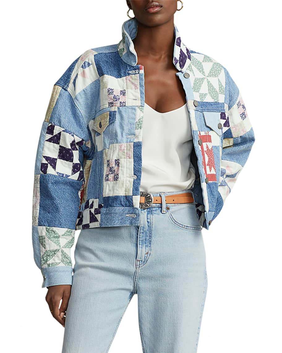 LAUREN RALPH LAUREN PATCHWORK DENIM TRUCKER JACKET