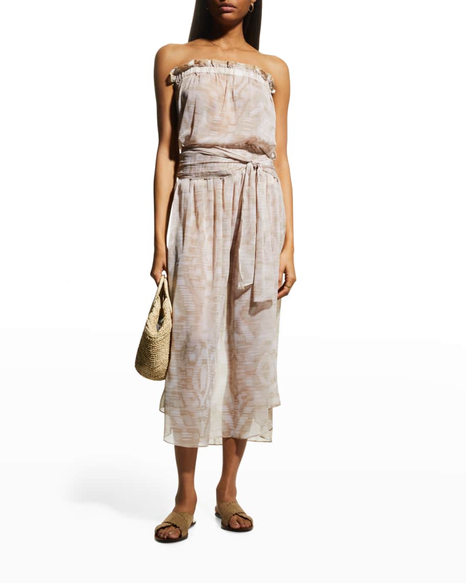 Ramy Brook Bruna Printed Side-Tie Midi Skirt | Neiman Marcus