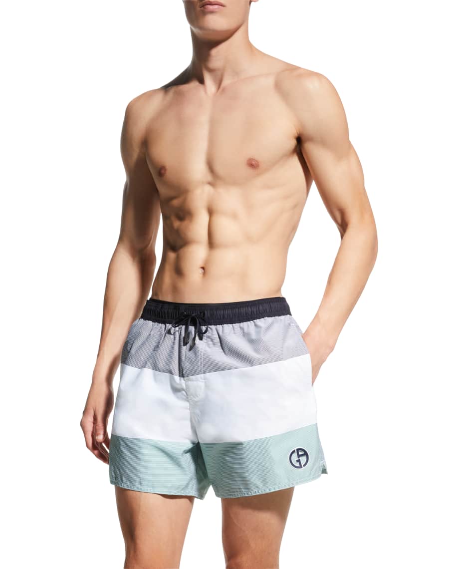 Armani Men's Stripe Swim Trunks Neiman Marcus