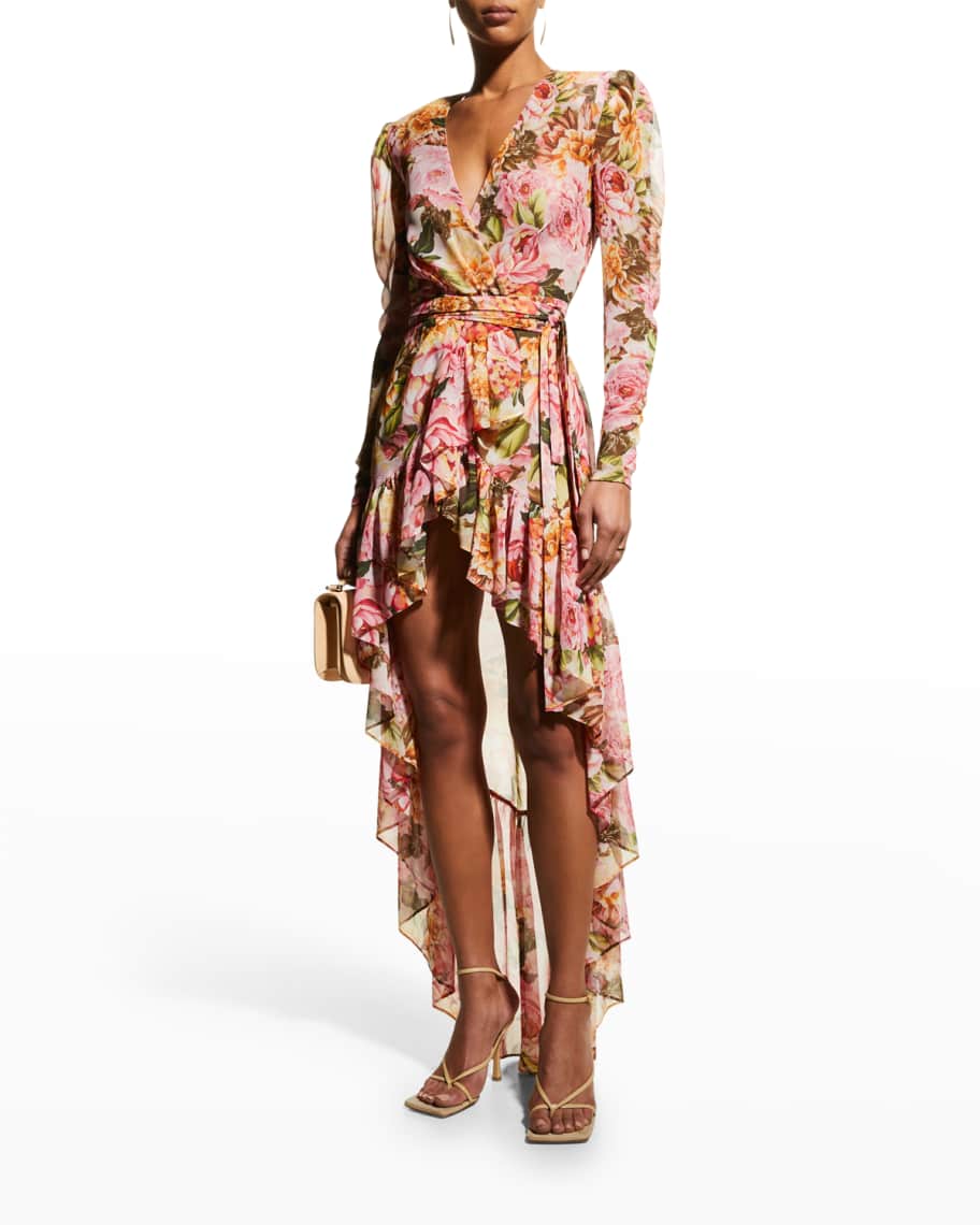 Floral high cheap low wrap dress