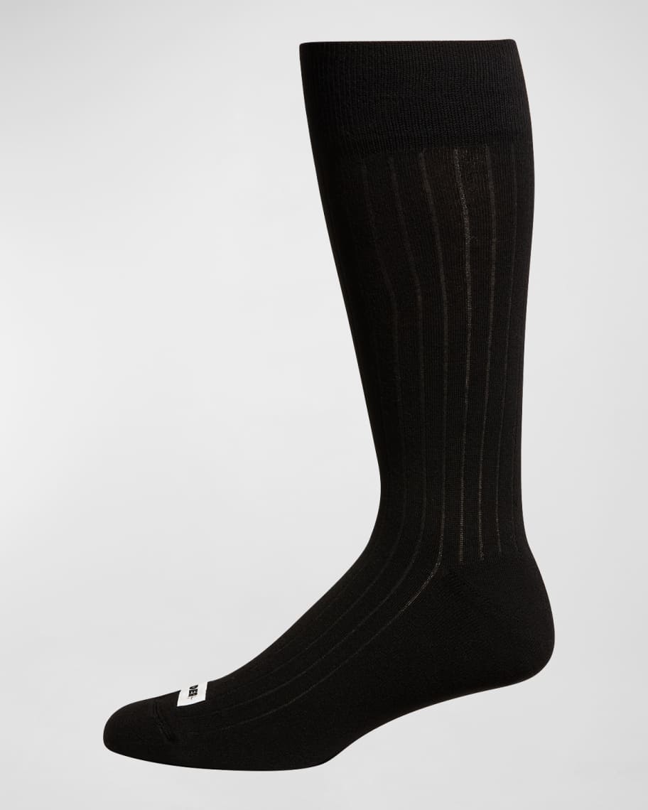 Jil Sander Men's Ribbed Cotton Crew Socks | Neiman Marcus