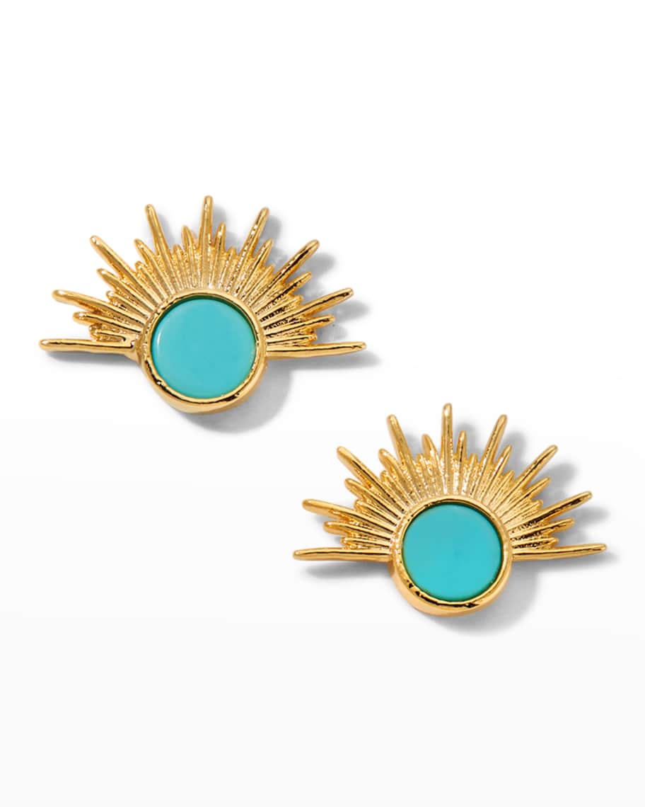 Tai Art Deco Starburst Stud Earrings with Turquoise | Neiman Marcus
