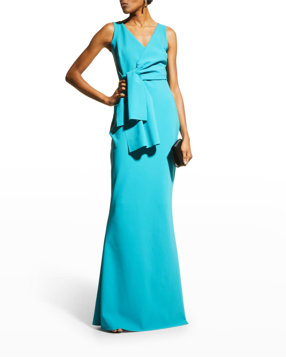 Chiara Boni La Petite Robe Malene Surplice Drape Front Gown Neiman Marcus