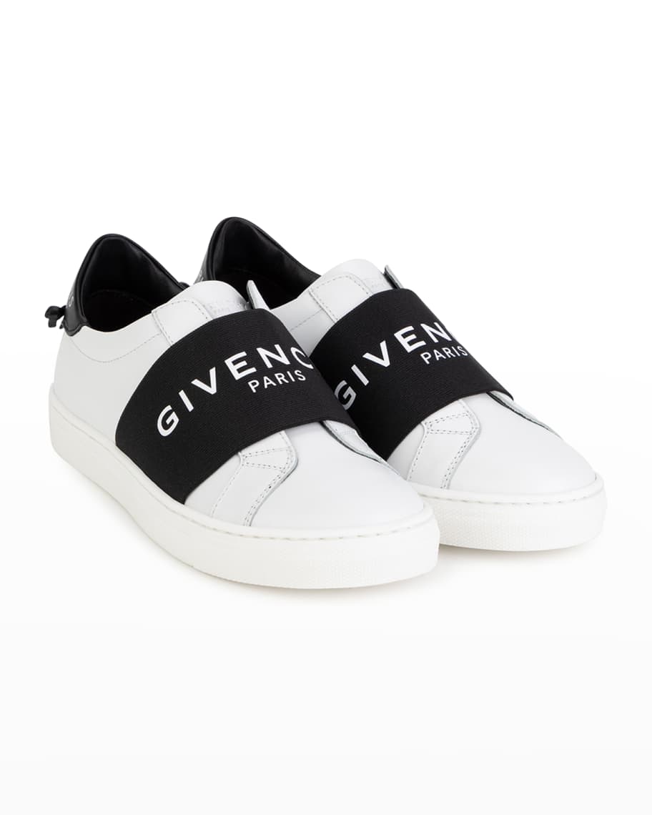 Givenchy Kid's Urban Street Logo Leather Elastic-Strap Sneakers, Baby ...