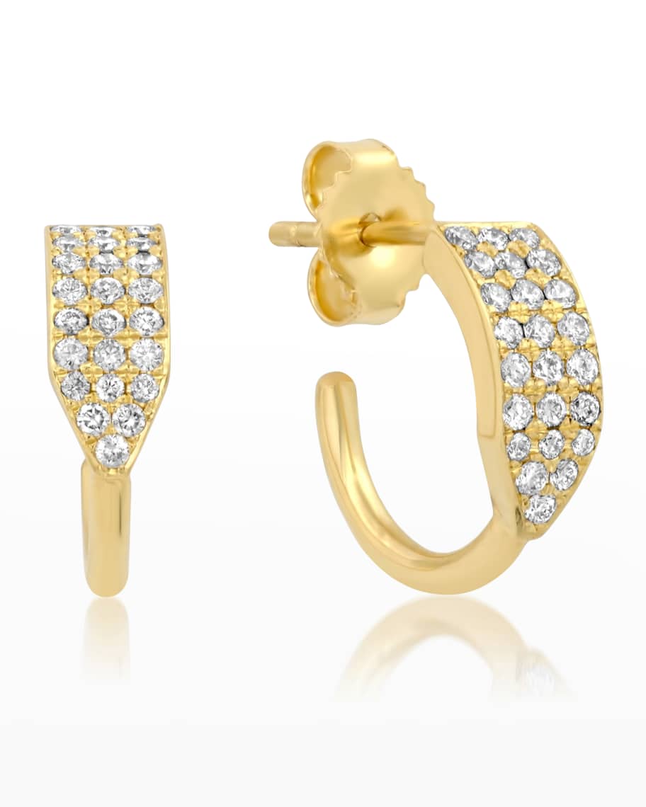 Jennifer Meyer Yellow Gold Mini Triple Diamond Pave Row Hoop Earrings ...