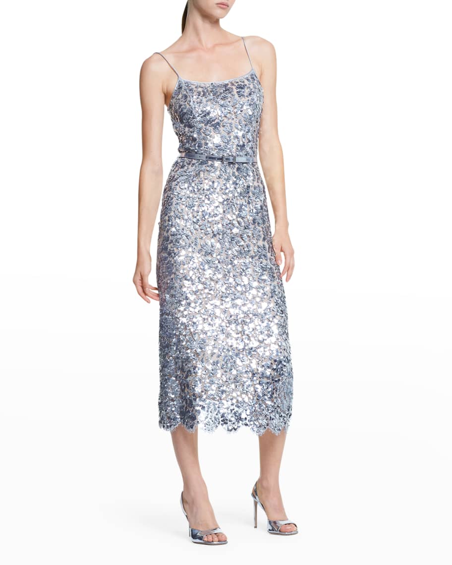 Michael Kors Collection Sequin-Embellished Lace Slip Dress | Neiman Marcus