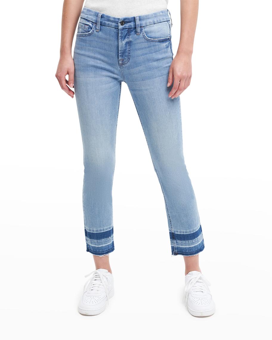 Jen7 Mid-Rise Ankle Straight Jeans w/ Released Hem | Neiman Marcus