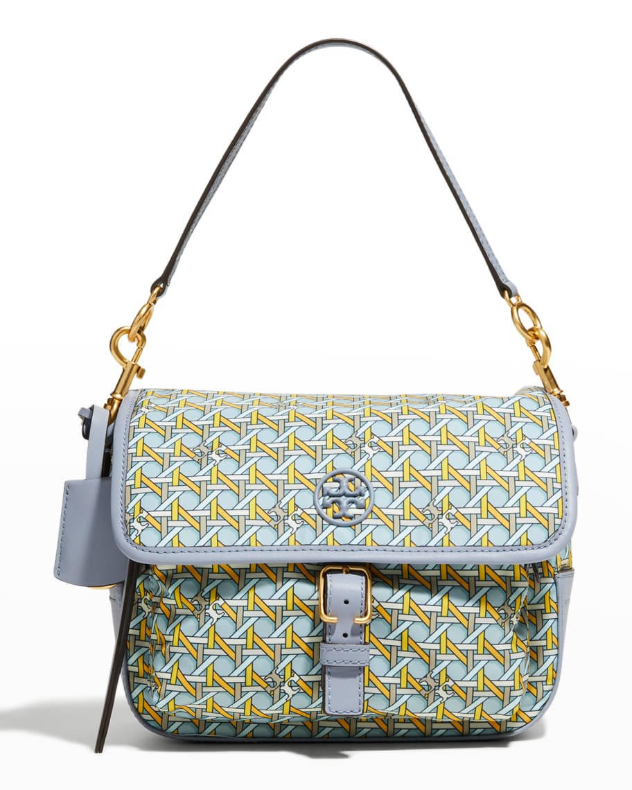 Tory Burch Piper Woven-Print Messenger Crossbody Bag | Neiman Marcus