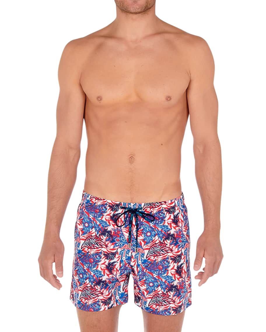 HOM Men's Geometric Floral Swim Trunks | Neiman Marcus
