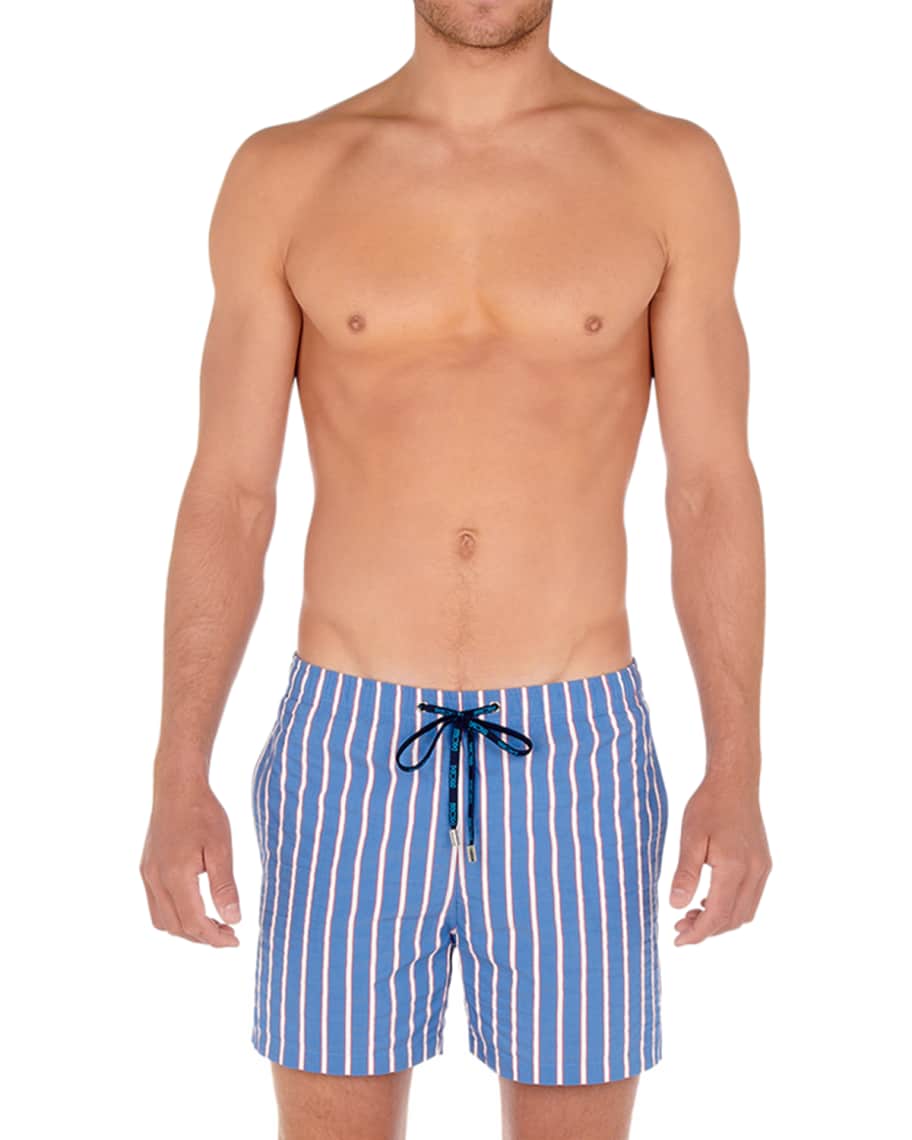 HOM Men's Stripe Swim Trunks Neiman Marcus