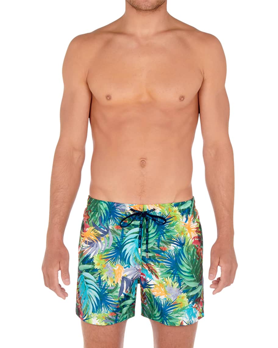 HOM Men's Multicolor Tropical Swim Trunks | Neiman Marcus