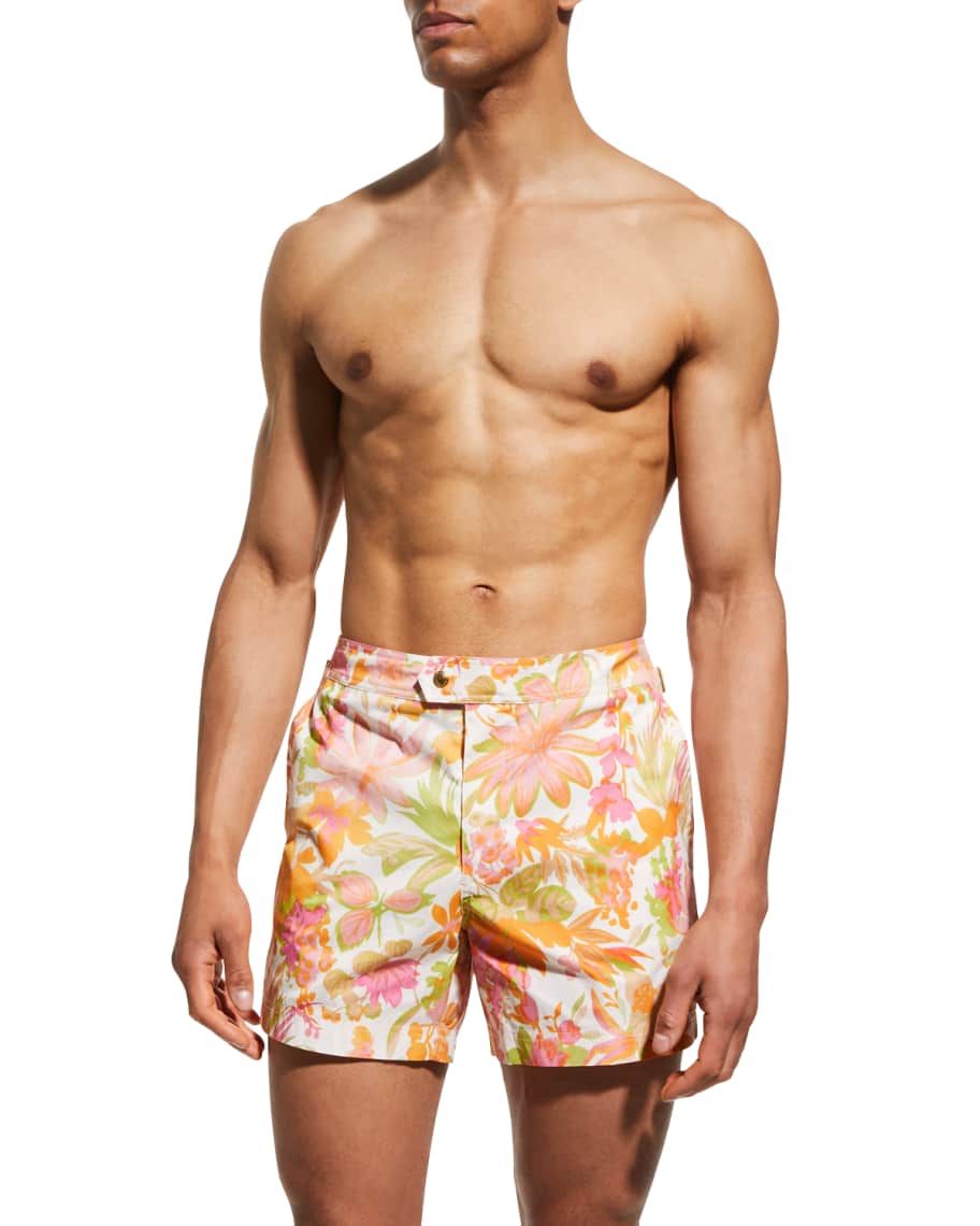 TOM FORD Men's Floral Print Swim Shorts | Neiman Marcus