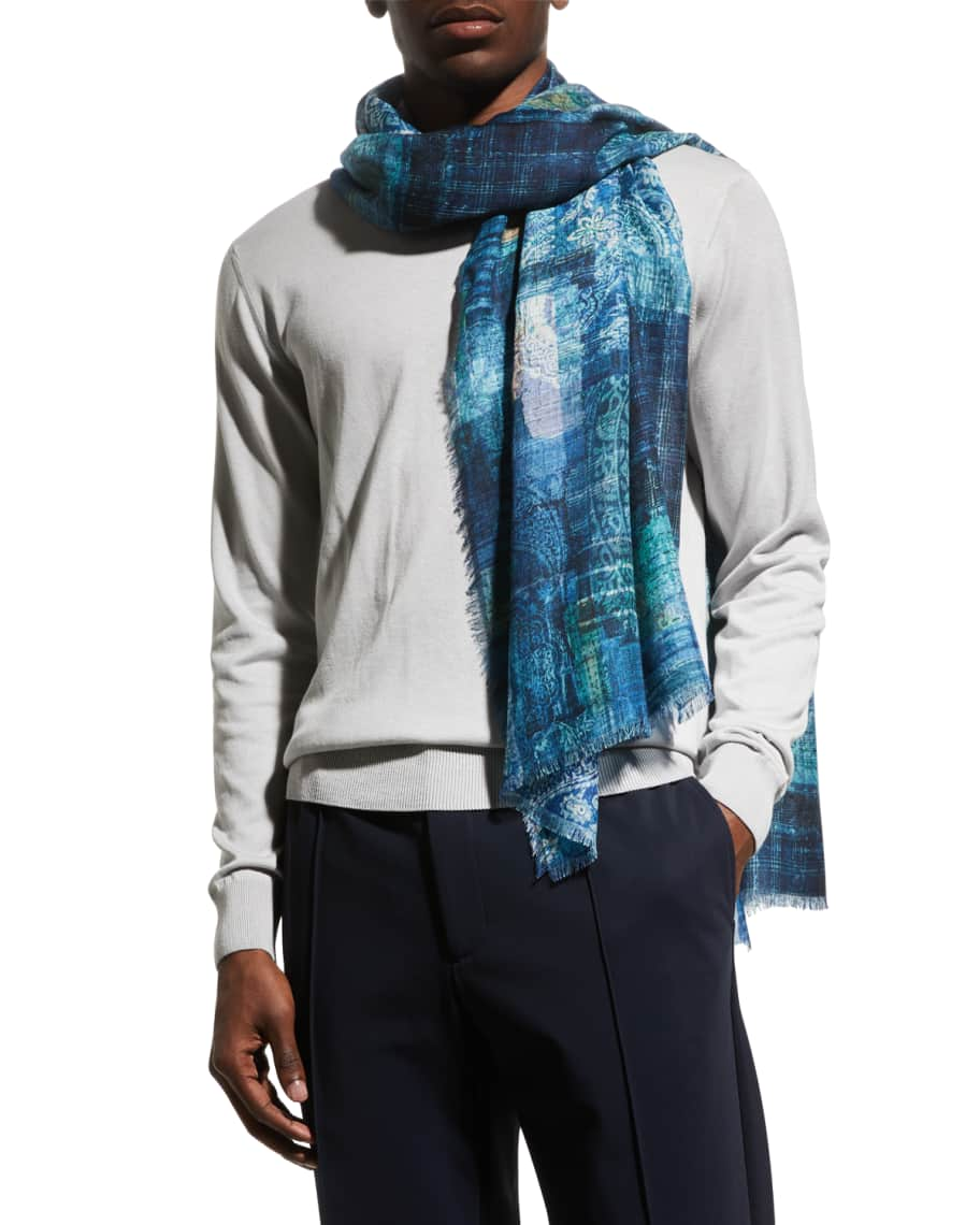 Alonpi Men's Astrid Cashmere-Silk Reversible Rectangle Scarf