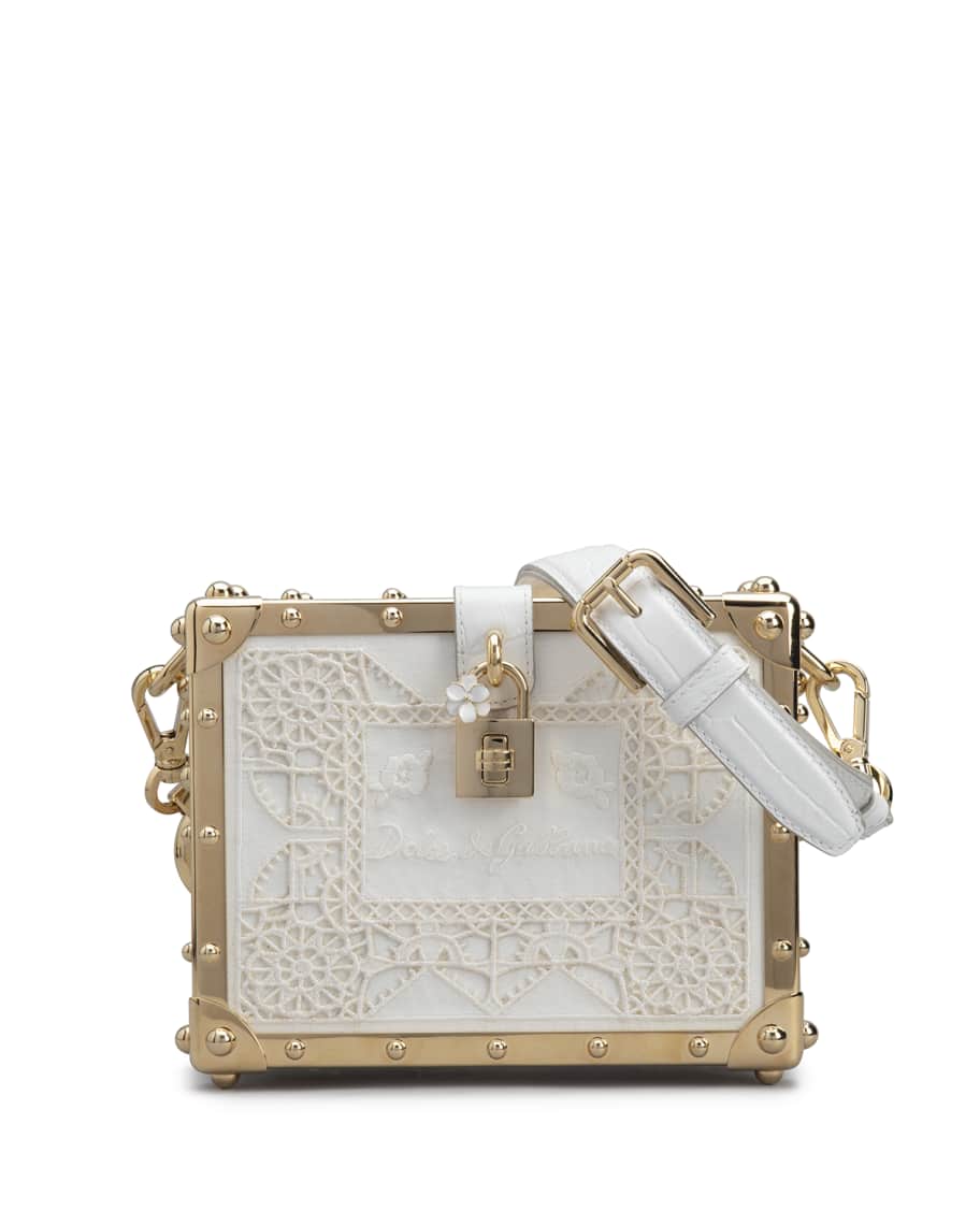 Dolce&Gabbana Embroidered Linen Box Shoulder Bag Neiman Marcus