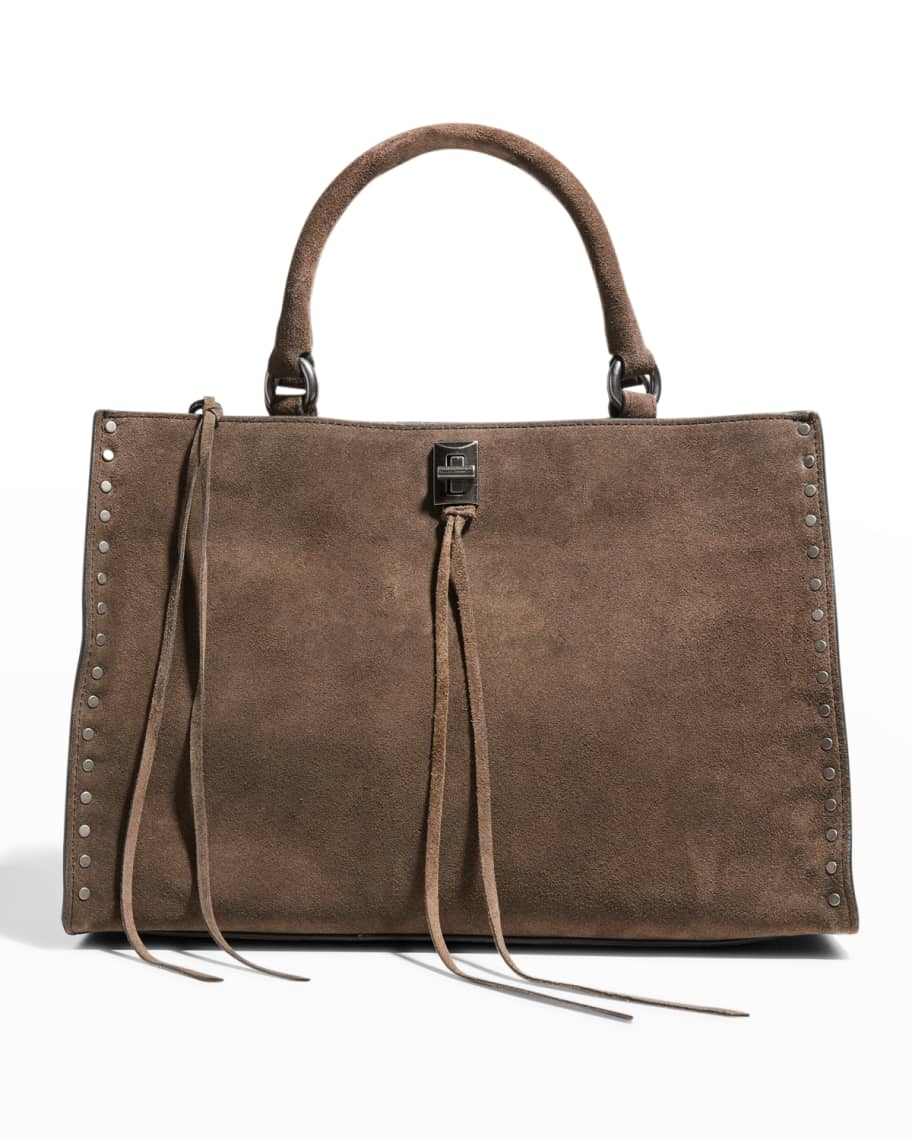 Rebecca Minkoff Darren Studded Zip Suede Satchel Bag Neiman Marcus