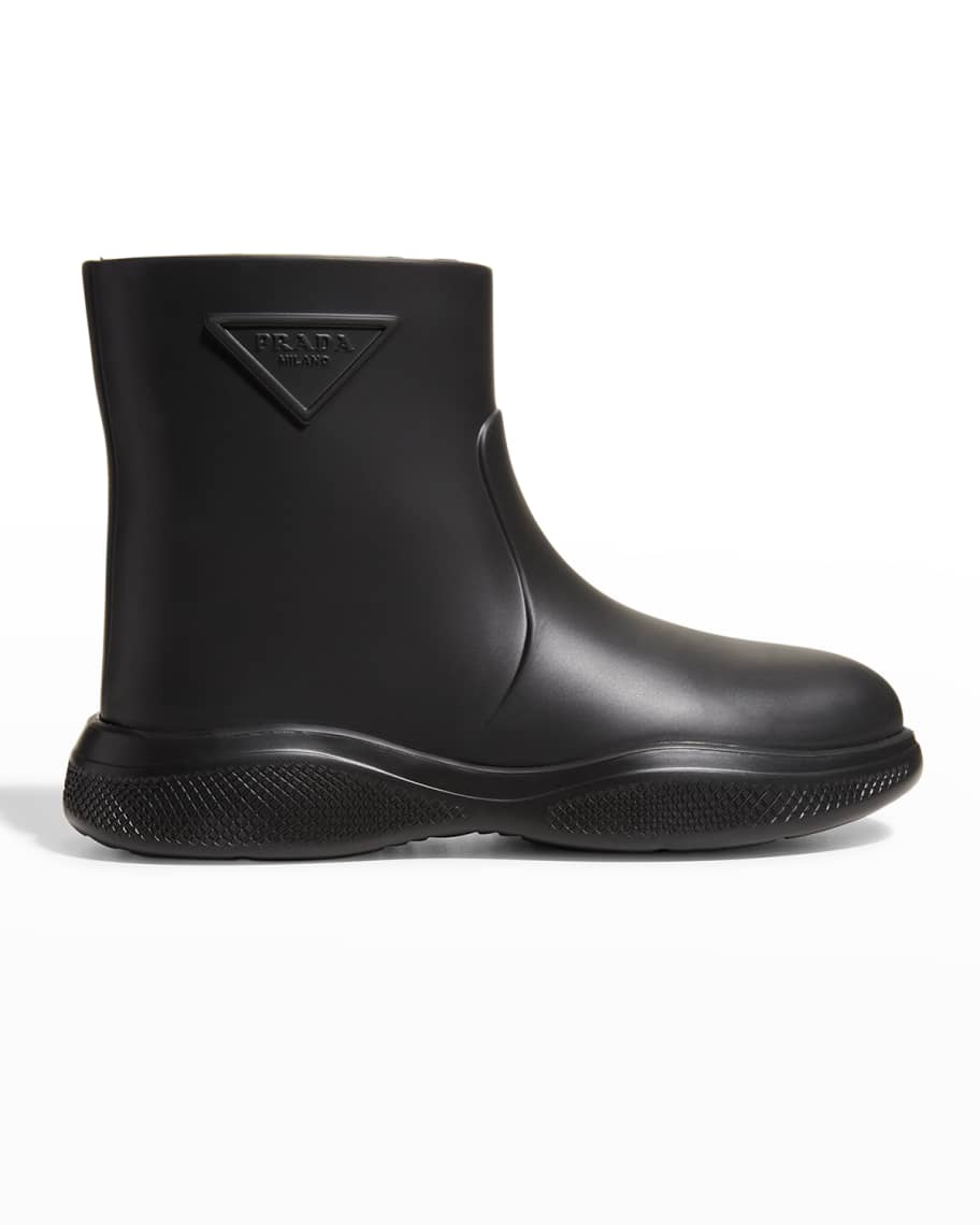 Prada Rubber Logo Pull-On Rain Booties