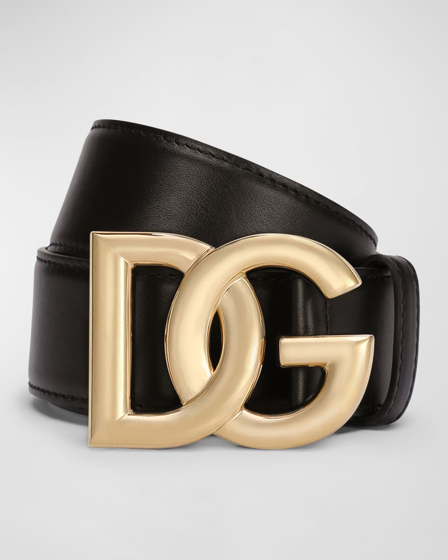 Dolce&Gabbana DG Logo Buckle Leather Belt | Neiman Marcus