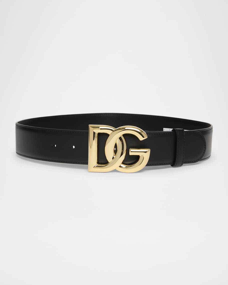 Dolce&Gabbana DG Logo Buckle Leather Belt | Neiman Marcus