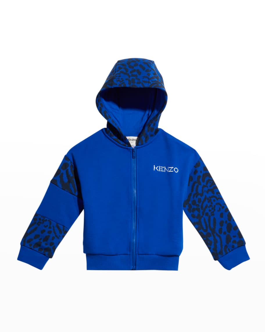 Kenzo Boy's Tiger Logo Embroidered Fleece Jacket, Size 24 Neiman Marcus