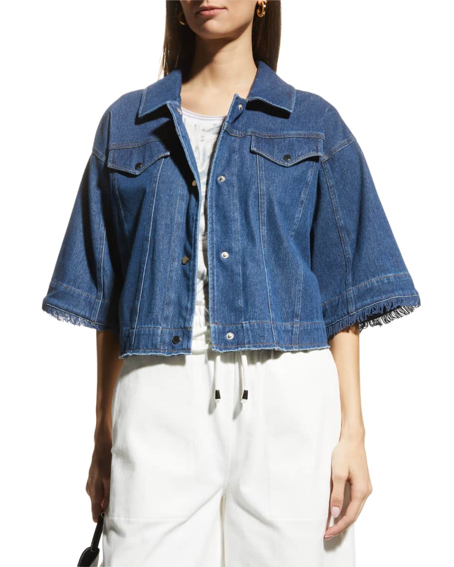 Lysse Cleo ShortSleeve Cropped Denim Jacket Neiman Marcus